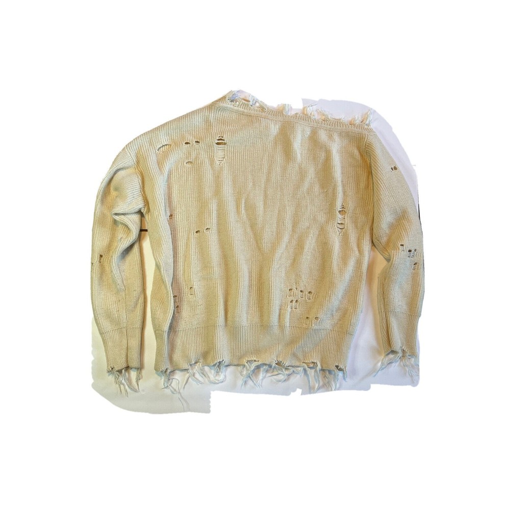 Bennettex womens pull over sweater distressed knit destroyed cream clr. BR